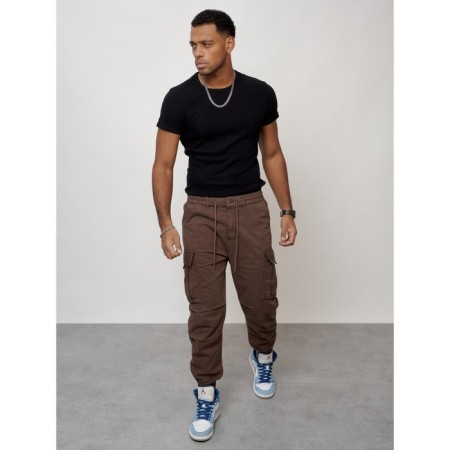 Cargo jeans men, size 44, brown color-2