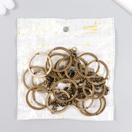 The base for the key fob Ring metal with a chain and screw Brass 3x6.4 cm-2