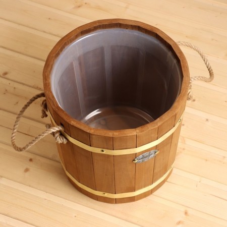 Zaparik 13 liter with a plastic insert, rope handles, brass hoop of thermo linden-2