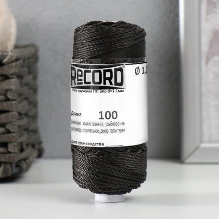 Thread twisted PP 3PR d = 1.1mm (100, ser, black, yellow, beige, fiol, c4 "set 5 pcs)-1