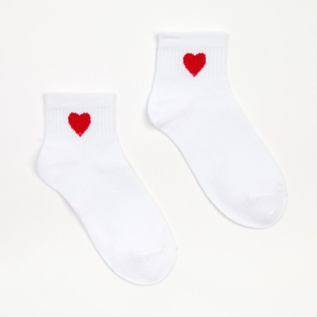Women's socks, "heart" white color, rr 23-25-1