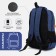 A backpack with a zipper, 2 external pockets, blue color