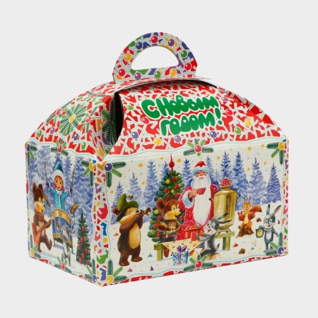 New Year. Gift box "Forest Foreths in the Red" casket of a small 18.5 x 12.5 x 19cm.-1