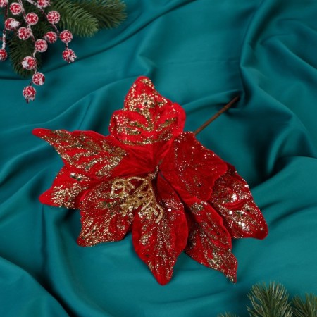 Decor "Winter Flower" Spraying Bloss, 24x20 cm, red