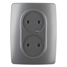 2x2p socket, 16A-250V, IP20, era12, graphite