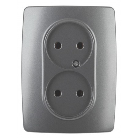 2x2p socket, 16A-250V, IP20, era12, graphite