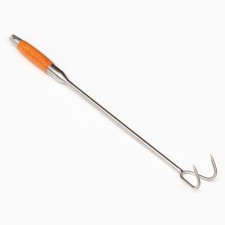 Double -double meat hook, 50cm, with a wooden handle