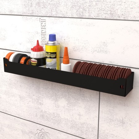Metal shelf 500x78 mm for storage on a perforated panel, black