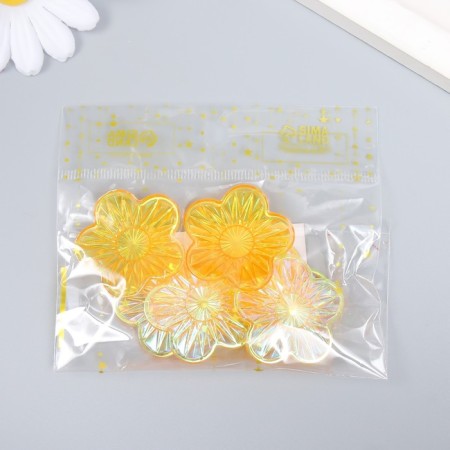 Decor for creativity Plastic "Flower" Holography Orange set 6 pcs 3.5x3.5 cm-3