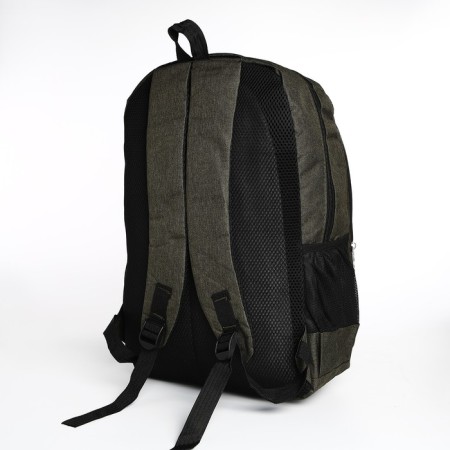 Youth backpack from textiles, 2 departments, 4 pockets, green color-3