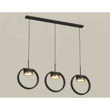 Комплект подвесного светильника Ambrella light, Traditional DIY, XB9107103, 3хGX53, цвет чёрный песок, золото желтое полированное