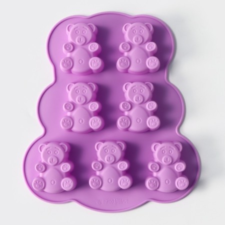 Baking uniform “Bear”, silicone, 27 × 24 cm, 7 cells, lilac color-1