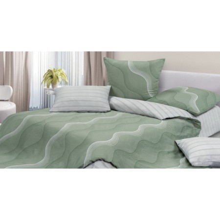 Bed linen duet "Mint evening", size 220x240 cm, 145x215 - 2 pcs 70x70 cm - 2 pcs, 50x70 cm - 2 pcs