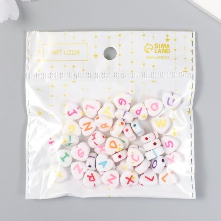 A set of beads for creativity plastic "English letters on the heart" 20g 1.2x1.2 cm-3