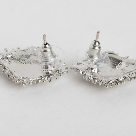 Earrings Metal "Caribbean" Rhombus, silver color-1