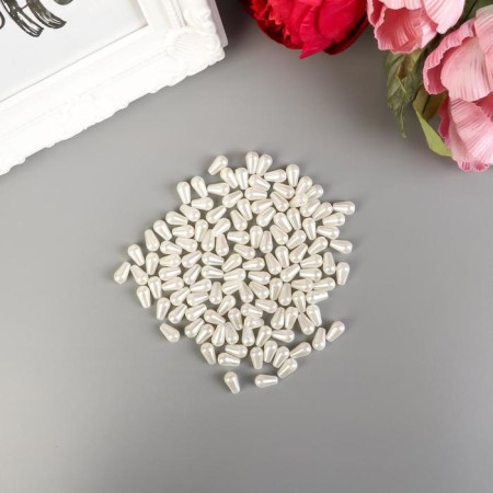 Beads for creativity plastic "elongated pearls" set of 15 g 1x0.8 cm