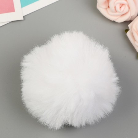 Pompon Artificial fur "White" d = 7 cm