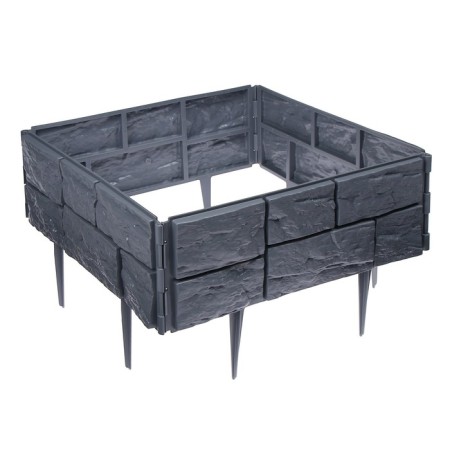 Decorative fence, 24 × 177.5 cm, 5 sections, plastic, gray, "stone"-9