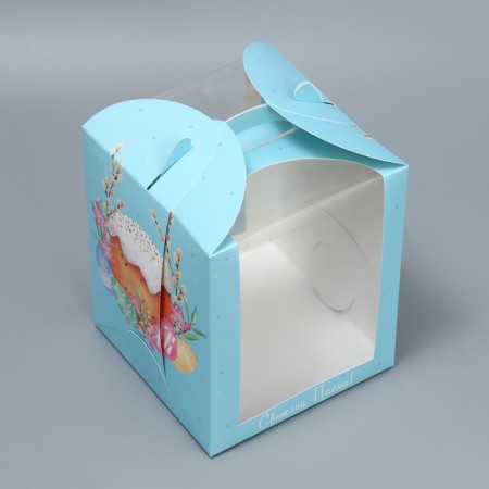 Box for small cake, confectionery packaging, Easter, 15 x 15 x 18 cm-2