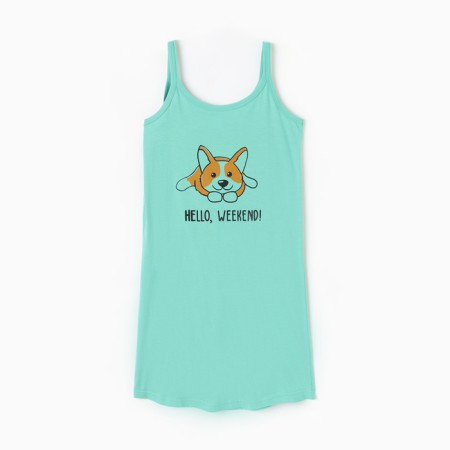 Night shirt female "Corgi", green color, size 44