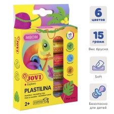 Plasticine vegetable basis, 6 colors, 90 g, Jovi, fluorescent, bright palette