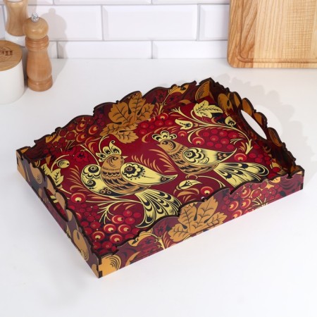 Big Khokhloma tray, 38x28x7 cm