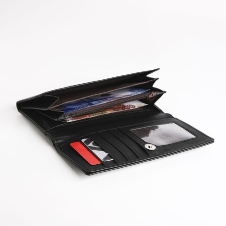 Women's wallet on a magnet, black color-3
