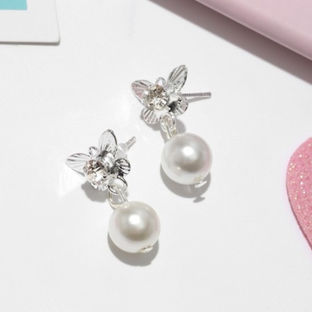 Children's Earrings “Chosen” Princess, butterflies with bead, color mix
