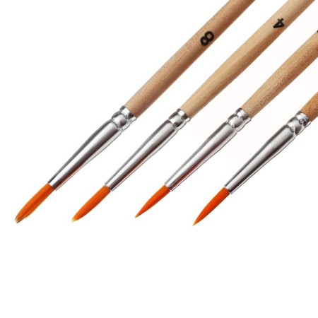 System Synthetics 4 pieces, No. 2, round, blister, wooden handle-2