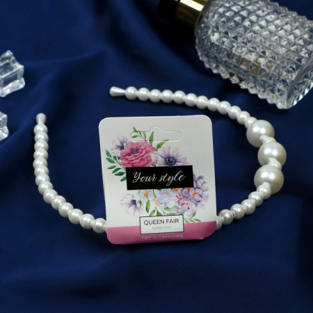Hair cap "Pearl paradise" 0.8 cm, white-1