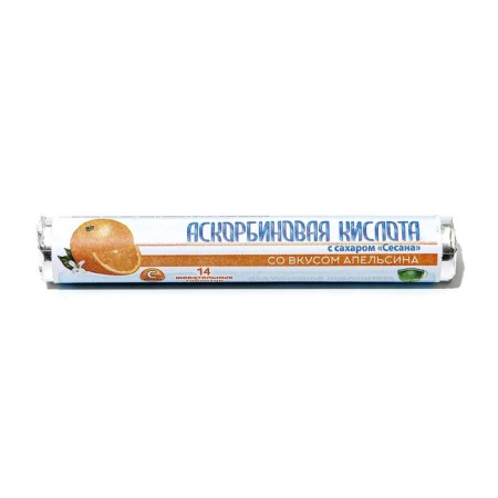 Ascorbic acid with sugar with orange flavor, 14 tablets