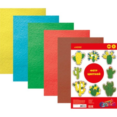 Fetr Color Soft A4 DEVENTE. "Bright colors" 5 colors, 5 sheets, thickness 2 mm