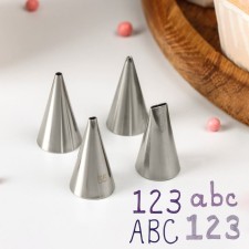 A set of pastry spelling nozzles, 1.8 × 3.5 cm, 4 pcs