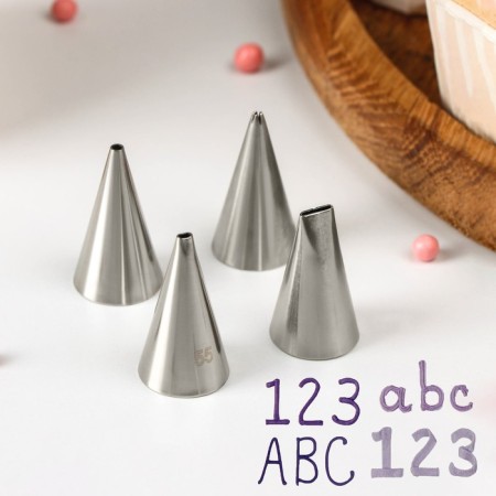 A set of pastry spelling nozzles, 1.8 × 3.5 cm, 4 pcs