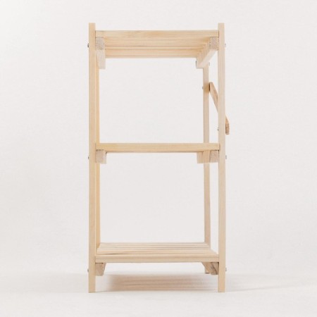 Wooden rack reinforced, 3 shelves, screw connection, adjustable shelves 60x60x30 cm-3