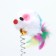 Domestic "mouse on the suction cup", artificial fur with colored feathers, 24 cm, blue/white mouse