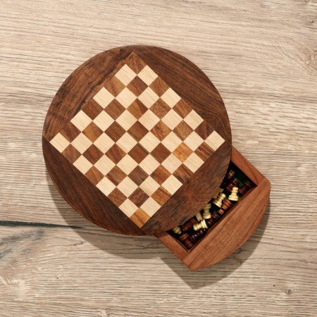 Chess is round, board 15x15 cm, tree shisham-6