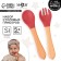 A set of children's cutlery, fork and spoon M&B (silicone, bamboo), cherry