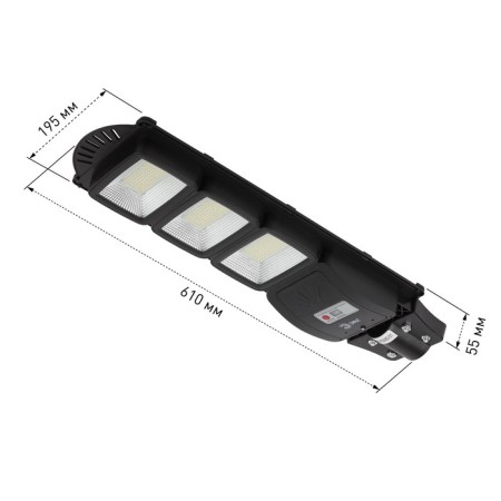 Console lamp era on a sunny battery with a motion sensor -ip65, 60W, 1000lm, 5000k, black-9