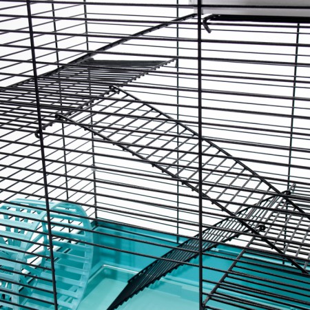 The cage for rodents "Pigzon" No. 5, with 3 floors, equipped, 41 x 30 x 58 cm, turquoise-8
