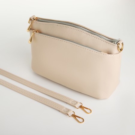 Bag Women's Cross-Bodi with a zipper, beige color-3
