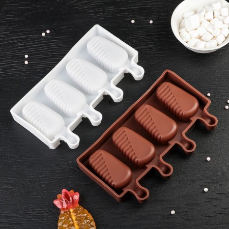Form for ice cream “Eskimo in the glaze”, silicone, 18.5 × 12.3 × 2.5 cm, 4 cells, color mix-4