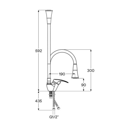 Santek Mavis kitchen mixer, flexible 2-regime surplus, chrome-3