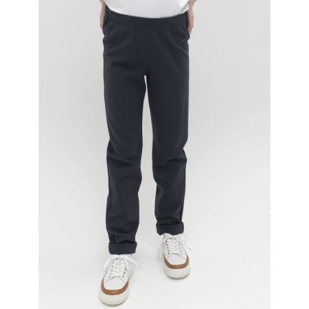 Pants for girls, height 140 cm, dark gray color-1