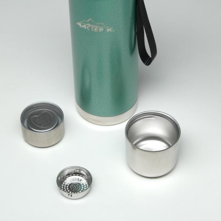 Thermos, 1 l, the journey "Master K.", with a mug and a strainer, retains heat 48 hours, green-3