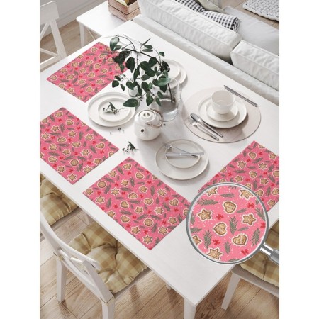 Set of napkins for setting the table "New Year's gingerbread", rectangular, size 32x46 cm, 4 pcs