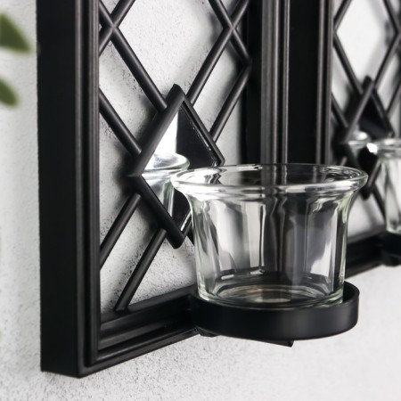 Climber Plastic, glass for 1 candle "Mirror rhombuses" NR 2 pcs D-4 cm black 8x12x30.5 cm 90688-2