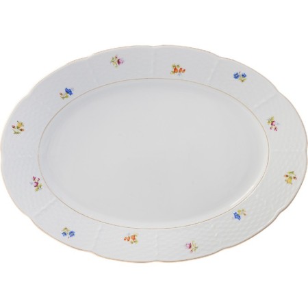 Oval Natalie dish, decor "Small flowers, gold laying", 32 cm