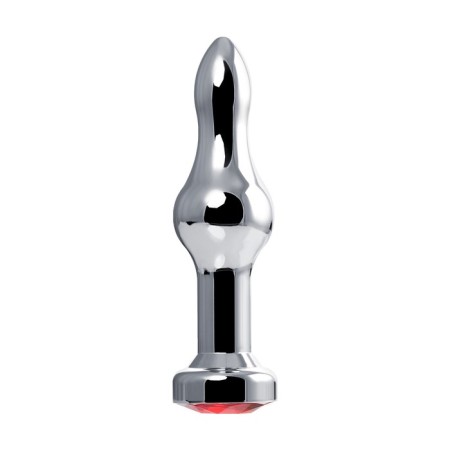 Anal traffic jam, metal, silver, with a crystal of ruby ​​color, 10 cm, D 2.8 cm, 75 g-2