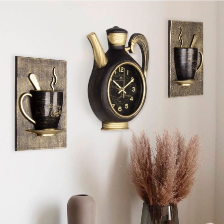 Wall -wall clocks for the kitchen "Sangino", silent, 26.5x24 cm, black with gold, aa-1